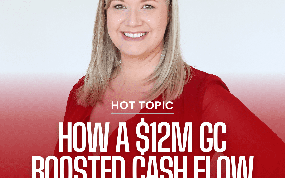 A woman in a red top smiles in front of a white background, highlighting how Prime Accounting & Tax helped a general contractor boost cash flow by 35% in just 6 months.
